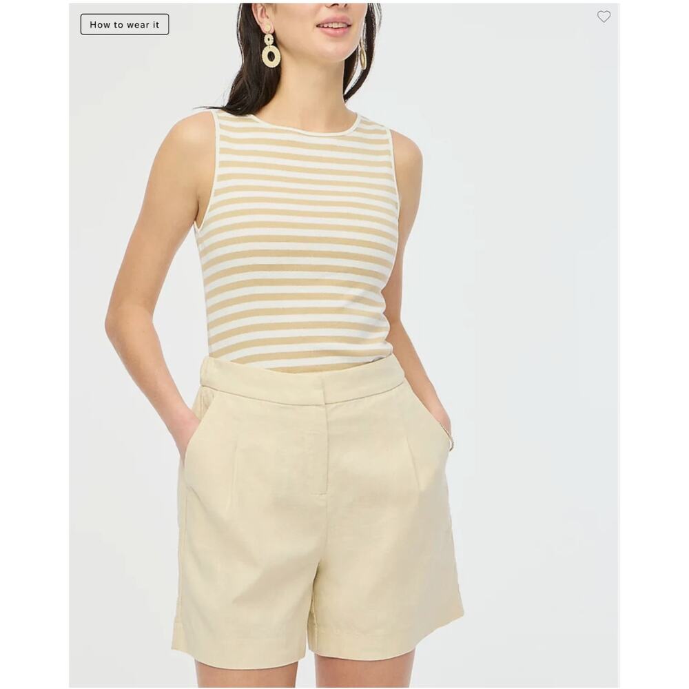NWT J. Crew Shorts Linen Blend Pull On Minimalist Beachy Clean Girl Size 14